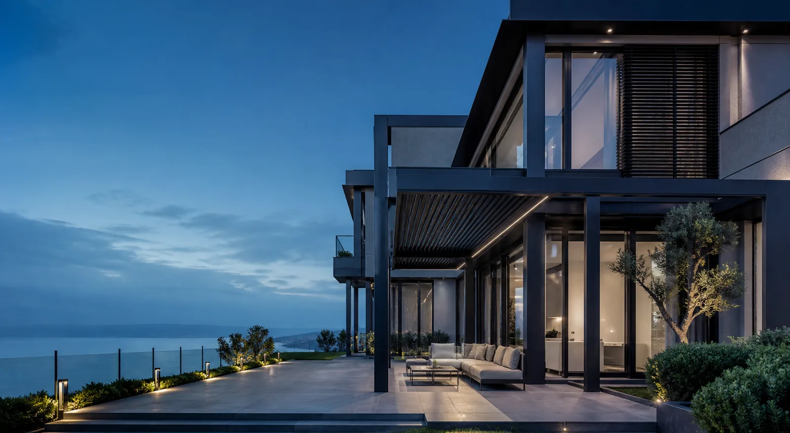 Cam cephe, bioklimatik pergola ve alüminyum mimari sistem uygulaması